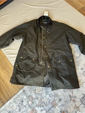 Barbour Bedale Wax Trench Coat in Olive Green